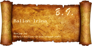 Ballon Irina névjegykártya